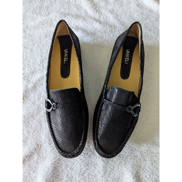 Vaneli Black Metallic Geo Aztec Slip On Driving Loafer Shoe  Sz 10M - Picture 10 of 12